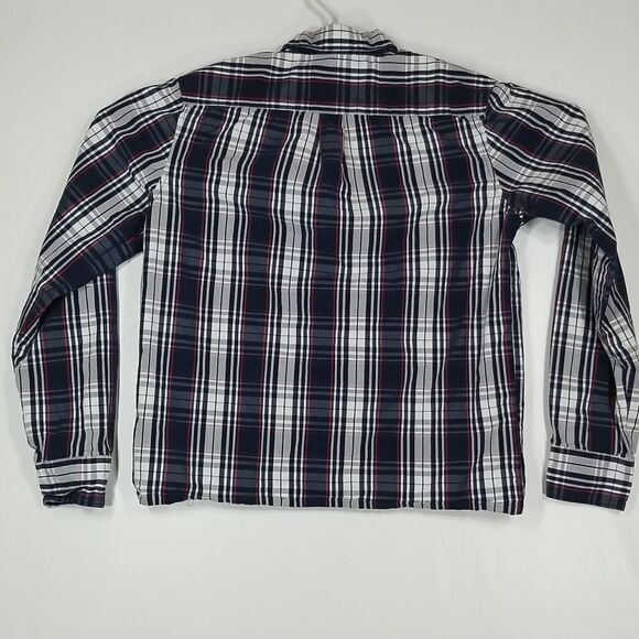 🎁5/$25 George Shirt Men's Small Button Down Long Sleeve Blue Grey Red Plaid - Picture 5 of 6